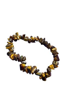 Tiger's Eye Stone Chip Stretchy Bracelet 6 inches Unstretched
